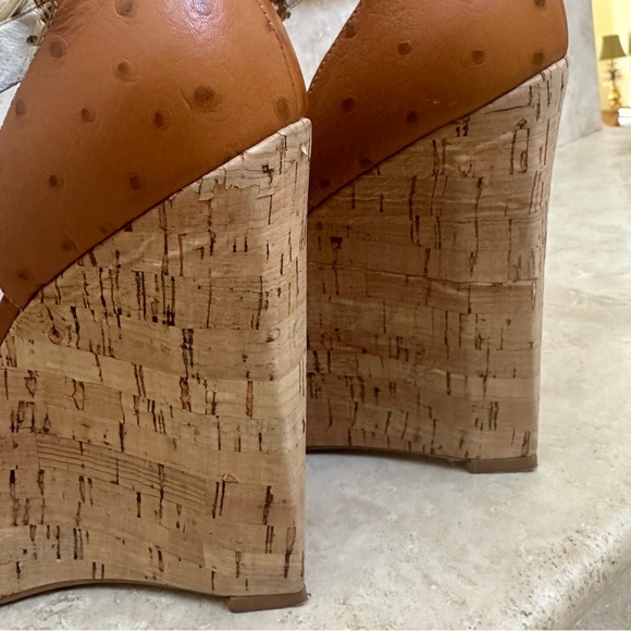 MICHAEL KORS Ariana Platform Wedges - Cork Wedge Ostrich Leather - Size 7-1/2 M - Picture 9 of 9